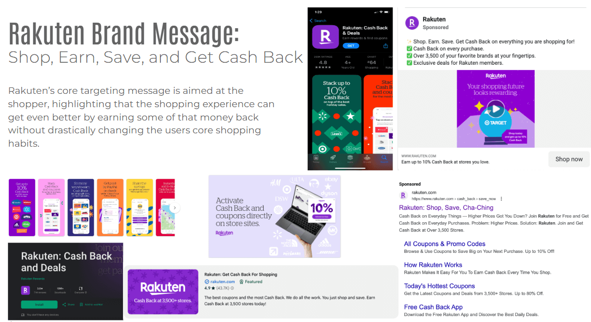 Example of rakuten cashback's consistent branding