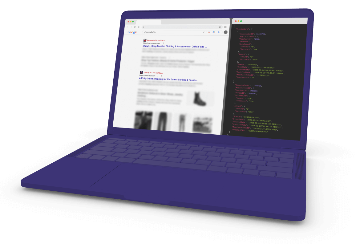 Extension_Launchpad_Hero_Image Purple Clay Laptop Mockup with internet browser side by side with coding window)