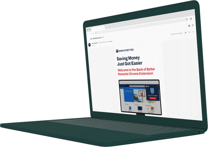 Generic Bank Email Newsletter that says saving money just got easier Dark Green Clay Laptop Mockup